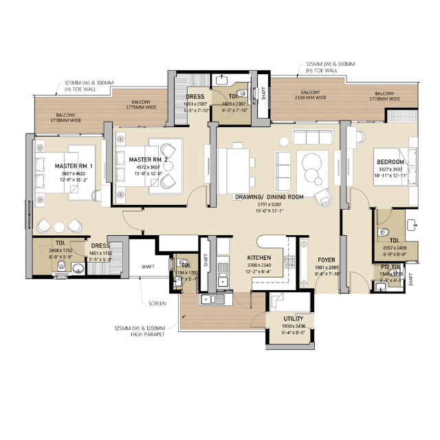 3 BHK Floor Plan